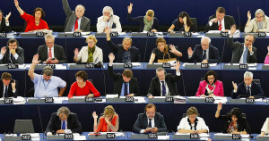 Members of the European Parliament take part in a voting session at the European Parliament in Strasbourg